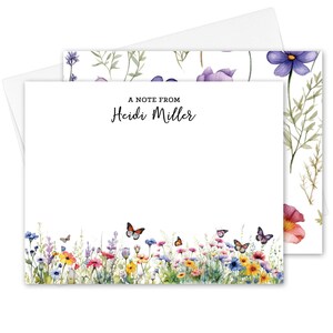 Personalized Wildflower Stationery Set, Mother&#39;s Day Gift for Her, Wildflower Note Cards With Envelopes