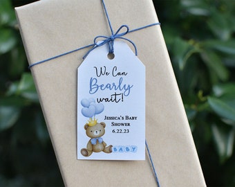Personalized Baby Shower Favor Tags, Baby Shower Tags, Thank You Baby Shower Favor Tags -  Teddy Bear