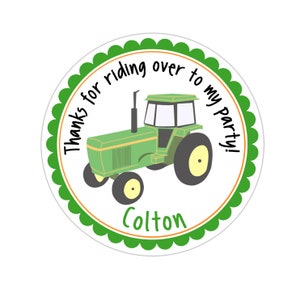 Tractor Stickers, Tractor Birthday Party, Tractor Party Stickers, Personalized Customized Birthday Party Favor Thank You Stickers