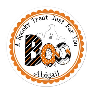 Personalized Halloween Stickers, Halloween Ghost Boo Stickers, Halloween Labels, Customized Halloween Favor Stickers