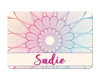 Personalized Pet Food Placemat, Pet Food Mat, Pet Bowl Mat, Dog Placemat, Cat Placemat - Boho Flower