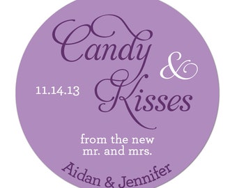 Candy and Kisses Too Personalized Wedding Favor Stickers, Thank You Wedding Stickers, Personalized Wedding Stickers, Custom Wedding Labels