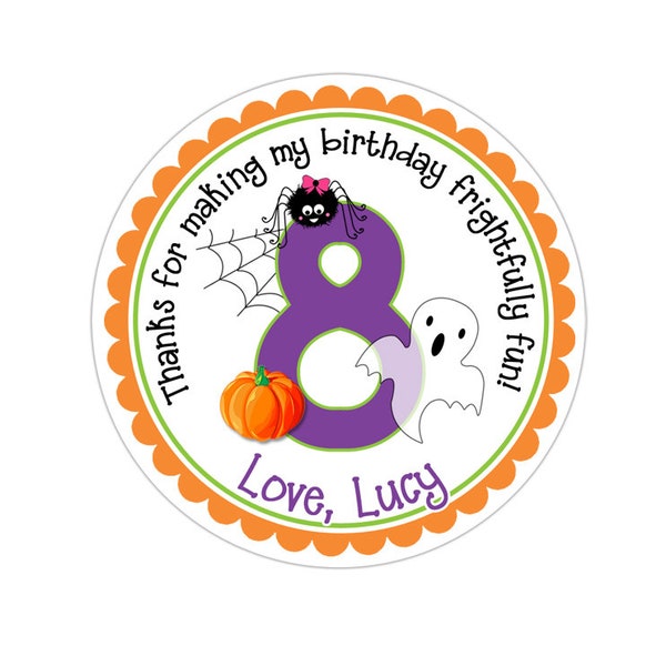 Personalized Halloween Stickers, Halloween Birthday Age Stickers, Halloween Labels, Customized Halloween Favor Stickers
