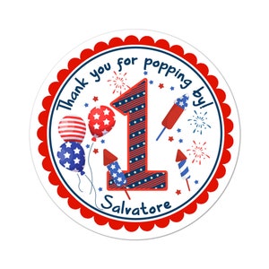 Personalized July Themed Stickers, Birthday Party, Party Stickers, Personalized Customized Birthday Party Favor Thank You Stickers