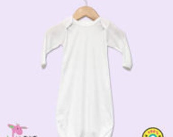 100% White blank baby sleeper gowns and hats, Polyester blanks, Baby gowns, Baby gowns, Sublimation blanks