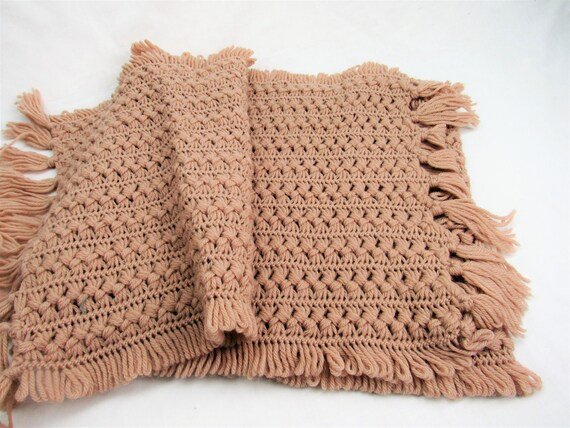 Hand Knit large Scarf shawl rope design 72" pink … - image 4
