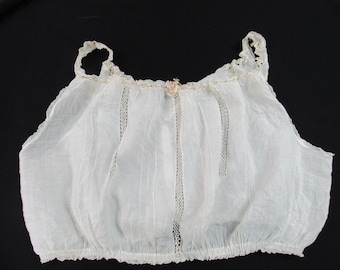 Antique Edwardian 1900s White Cotton Corset Cover Camisole Bra