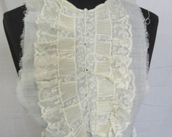 Vintage 1940s Ruffled Collar Dickie white woman's faux blouse handmade