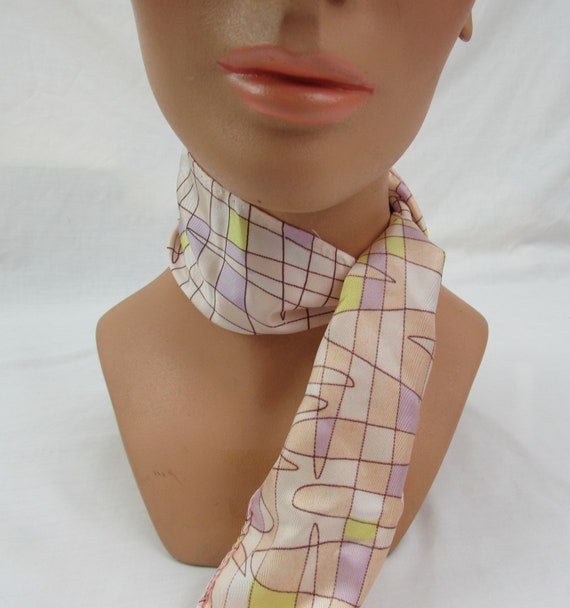 3 Vintage 1960s Scarves purple pink blue pastel - image 4