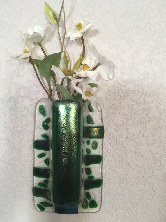 Fused Glass Wall Pocket Vase Etsy