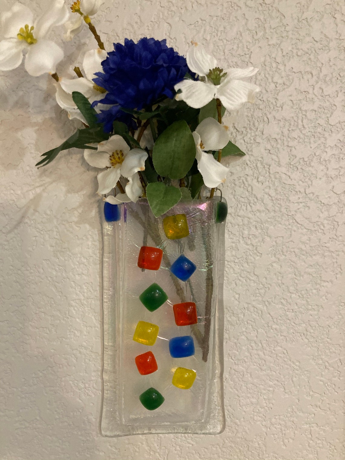 Fused Glass Wall Pocket Vase Etsy