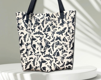 Butterfly Tote Bag with Pocket, Moth, Gift for Nature Lover