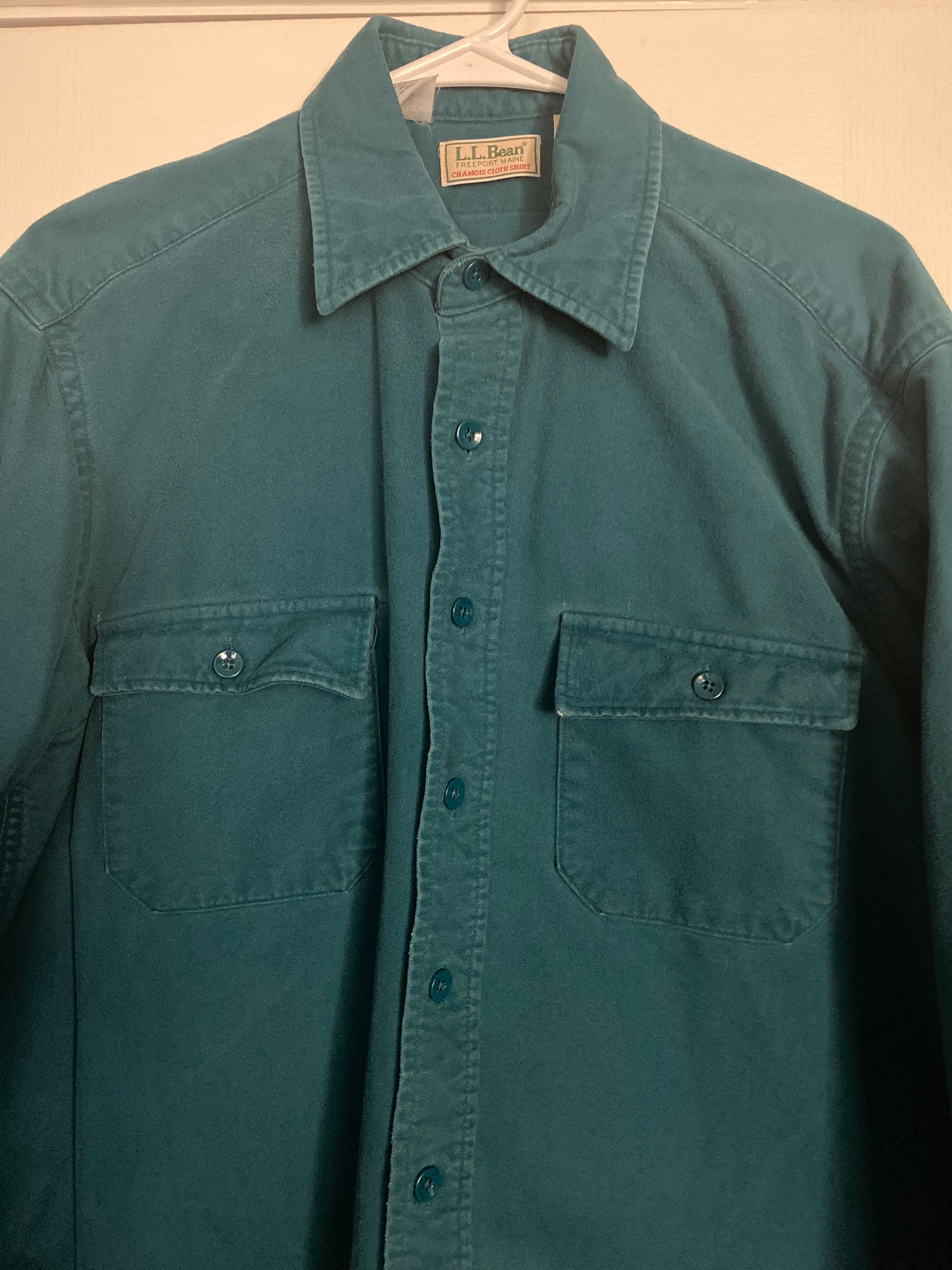 Vintage LL Bean Chamois Cloth Shirt Teal Mens Size 16 1/2 Made | Etsy