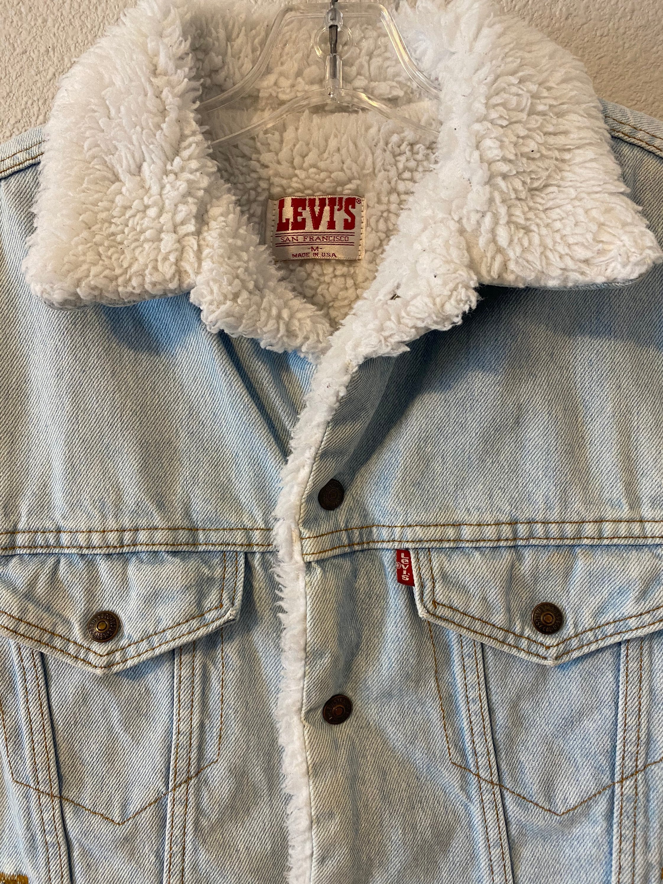 Vintage LEVI Denim Jean Jacket Mens Medium Sherpa Fur Lined - Etsy