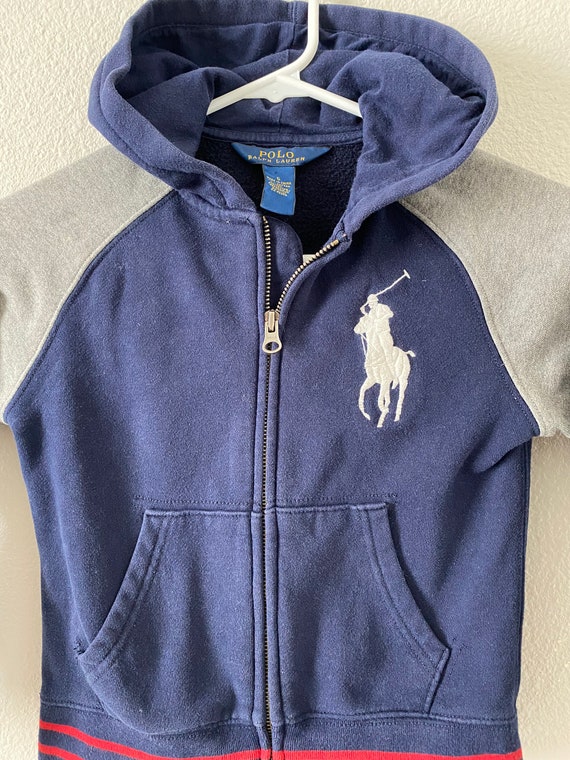 Ralph Lauren Polo Zip Hoodie Big Pony Logo Navy and Silver - Etsy Denmark