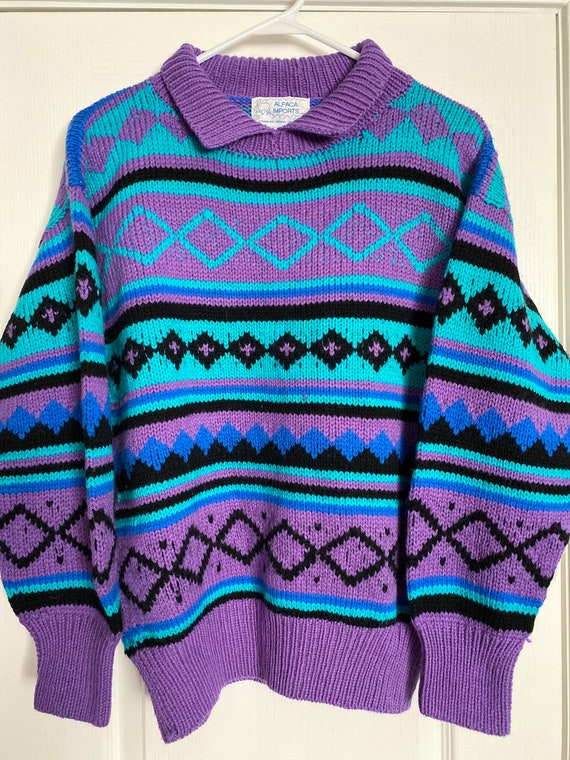 Vtg Alpaca Imports Hand Knit Women’s Med Sweater 1