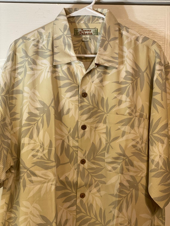 Vintage Tommy Bahama Bamboo Print Sz Large Silk Camp Hawaiian