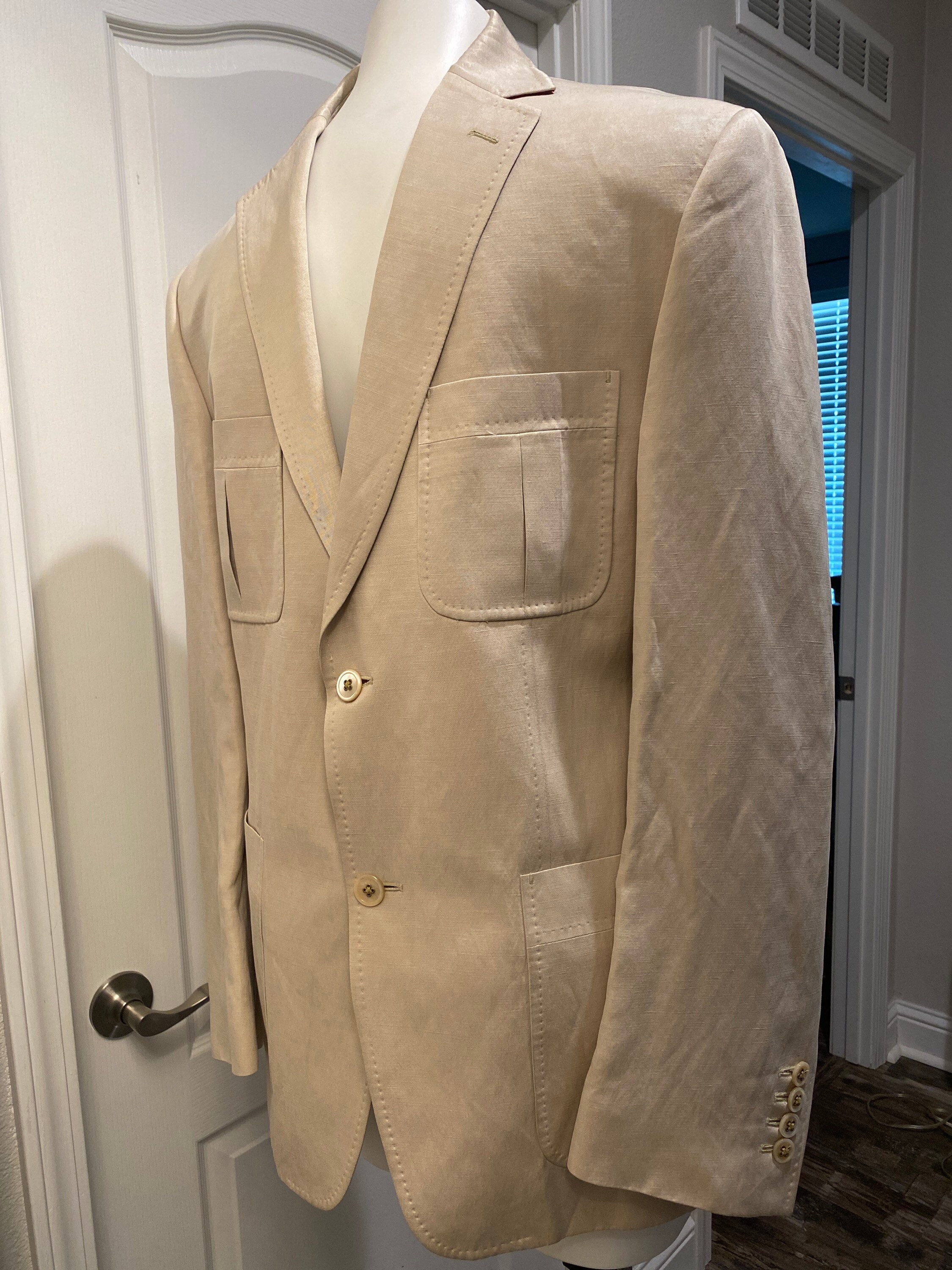 Robert Graham Tan 2 Button Sport Coat Blazer Sz 42 Silk/linen - Etsy