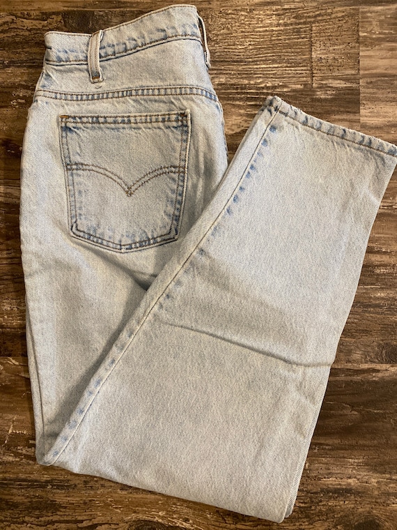 Vtg Levi s 950 Jeans Orange Label Womens 16 Short 34x28 Blue Denim