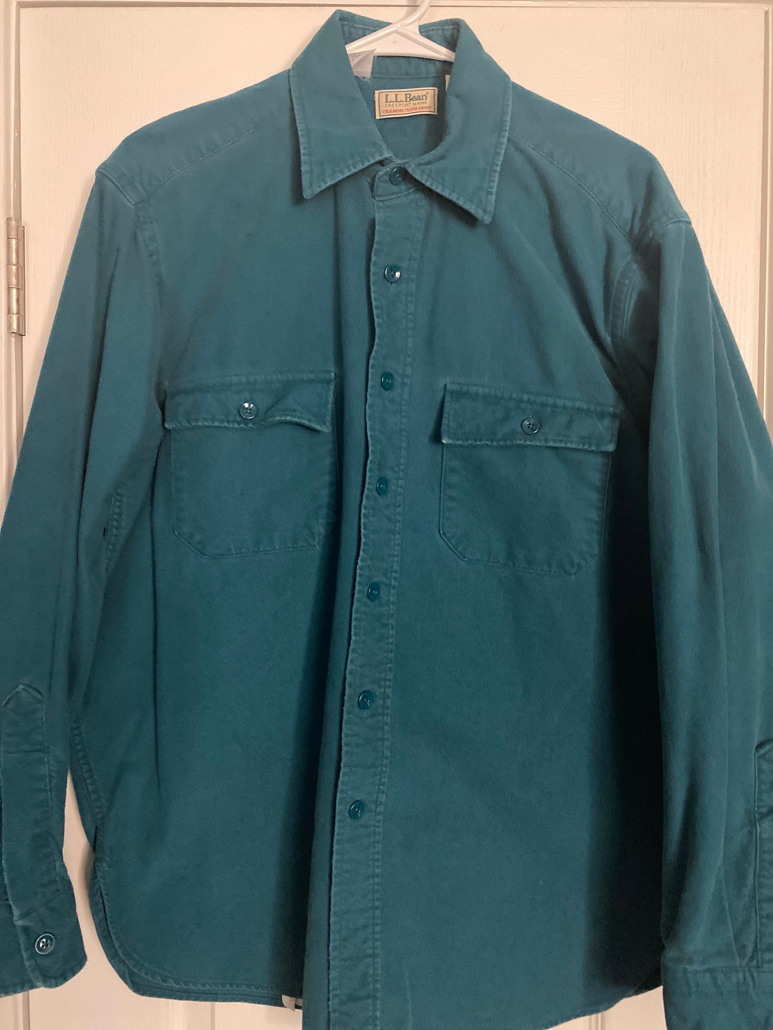 Vintage LL Bean Chamois Cloth Shirt Teal Mens Size 16 1/2 Made | Etsy