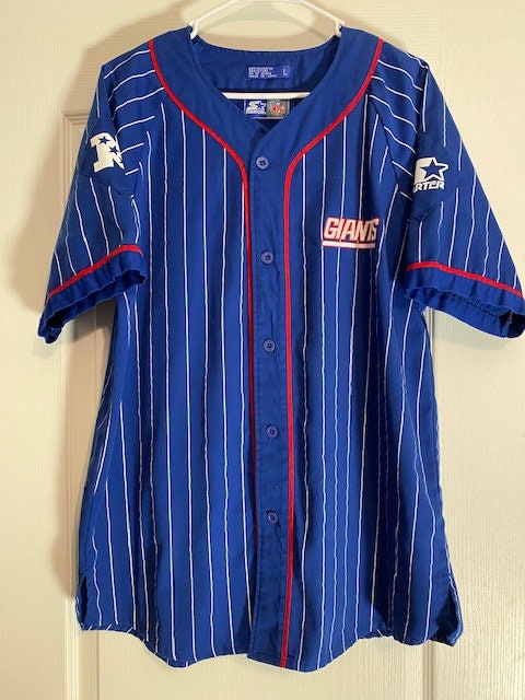 Vintage 90s Starter Mens Size XL Spell Out New York Giants Baseball Jersey  Blue