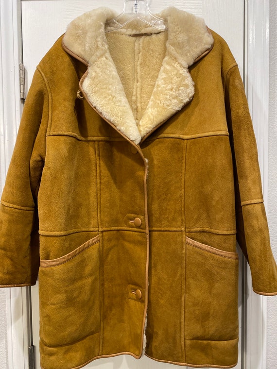 Vtg Marlboro Man Sheepskin Virgin Wool Jacket Coat