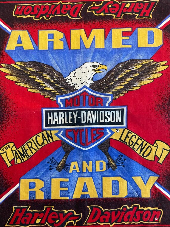 Vintage Harley Davidson Bandanna Armed and Ready … - image 2