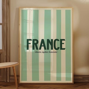 French Exhibition Poster France Poster Simple Scandi Style Paris Lover Poster Modern Boho Aesthetic Preppy Striped Teal Poster Trendy Art