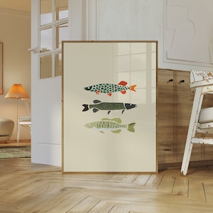 Digital Prints Fishing Wall Art, Bass, Pike, Muskie, Large Printable Art image 1