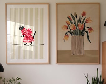 Exhibition French Poster Aesthetic Home Wall Decor Art Colorful Illustration Printed Poster Exhibition Vintage Retro Trendy Gift
