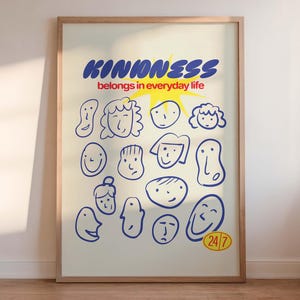 Kindness Poster Aesthetic Home Wall Decor Art Colorful Illustration Printed Poster Exhibition Vintage Retro Trendy Gift Be Kind Digital Art