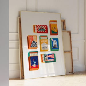Matchbox Print, Matchbox Illustration, Vintage Matchbox Art, Matchbooks print, Matchbox Poster, Matchbox Painting, Vintage Matchbox Print