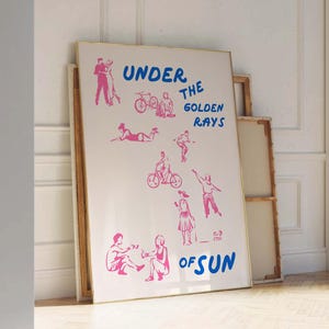 Pink Blue Poster – Exhibition Wall Art – Aesthetic wall art – Pink Blue Print – Typography Print – Hand Drawn Sketch Print – Trendy Print