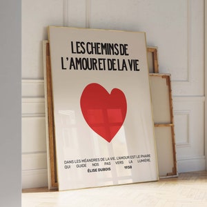 Heart Art Poster – French Exhibition Poster – Mid-Century Modern Print – Birthday Gift – French Prints –  18x24 poster 16x20 print retro