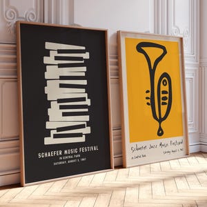 Poster Jazz Art set of two posters – Piano Poster Set – Affiche Piano - Vintage Piano Poster – Abstract Piano – Digital Print – Poster 24x36