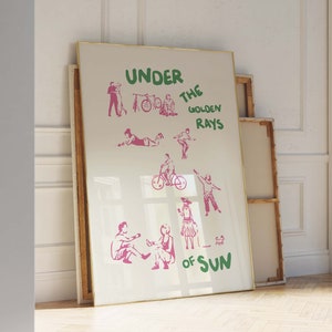 Póster rosa y verde / Arte mural de exposición / Descarga de arte digital / Decoración de cocina rosa y verde / Póster de arte retro / Arte mural lindo y moderno