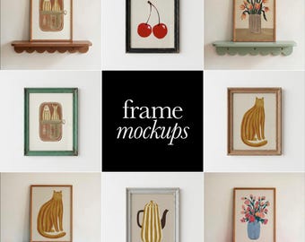 Vertical Frame Mockup Bundle, Unique Art Mockup Bundle, DIN ISO Frame Mockup Set, Vertical Frame Mockup Set Mockup on Shelf Unique Mockup