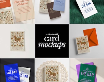 Vertical Card Mockup Bundle, Unique Art Mockup Bundle, DIN ISO Wedding Card Mockup Set, Vertical Invite Mockup Set Save the Date Card Mockup