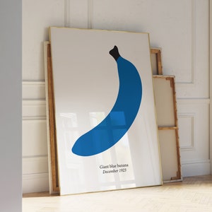 Trendy Blue Print – Banana Poster – Enzo Mari Banana Print – Simple Blue Poster – Blue Kitchen Art – 18x24 poster – Trendy Blue Art