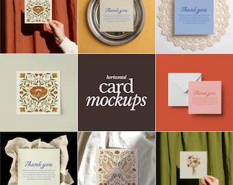 Square Card Mockup Bundle, Unique Art Mockup Bundle, 1x1 Wedding Card Mockup Set, Square Poster Mockup, Invite Mockup Card, Square PSD