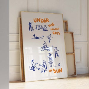 Orange und Blau Wand Kunst Ausstellung Poster ästhetik Haus Wand Dekor Kunst Illustration Gedruckt Poster Ausstellung Vintage Retro Trendy Geschenk