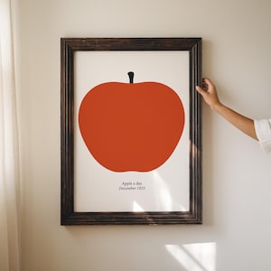 Apple a day Poster – Trendiges Apfel Poster – Retro Obst Druck – Poster Druck Digitaler Download – Orangefarbene Wandkunst – Trendiges oranges Poster –24x36