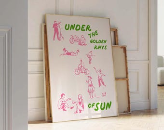 Pink and Green Poster | Exhibition Wall Art | Digital Art Download | Pink Green Kitchen Decor | Retro Art Poster | Cute Trendy Wall Art 