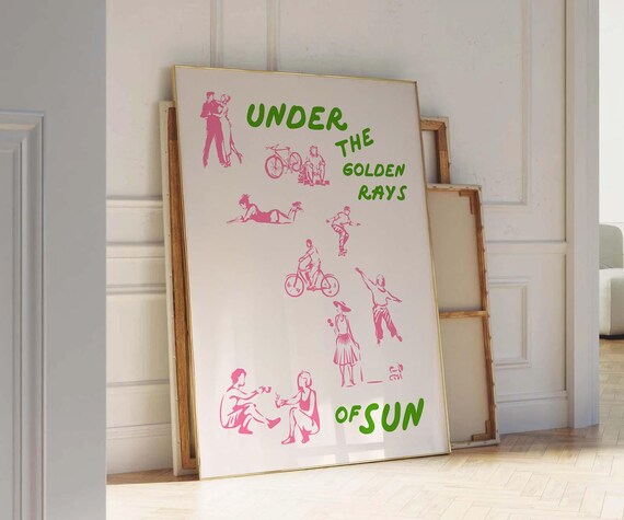 Pink and Green Poster | Exhibition Wall Art | Digital Art Download | Pink Green Kitchen Decor | Retro Art Poster | Cute Trendy Wall Art 