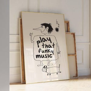 Play that funky poster print - Retro Musik Poster - 70er Jahre Musik Poster - Retro Musik Wandkunst - Songtexte Kunst - Retro Jazz Poster