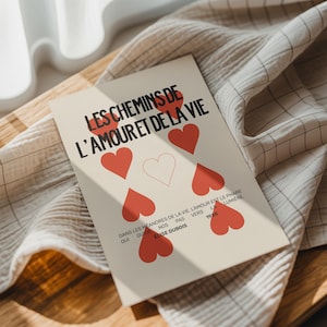 Póster de arte de corazón – Póster de exposición retro francés – Impresión moderna de mediados de siglo – Impresiones francesas de corazón rojo – Póster de 18 x 24 Impresión retro de 16 x 20