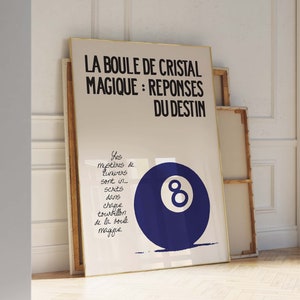 Trendy Blue Print – French Book Poster – 8 Ball Print – Exhibition French Poster – Blue Wall Art – French Print Poster – French Vintage Art