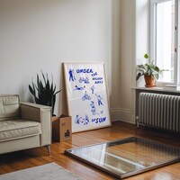 Blue Poster – Exhibition Wall Art – Aesthetic wall art – Trendy Blue Print – Typography Print – Hand Drawn Sketch Print – Trendy Print