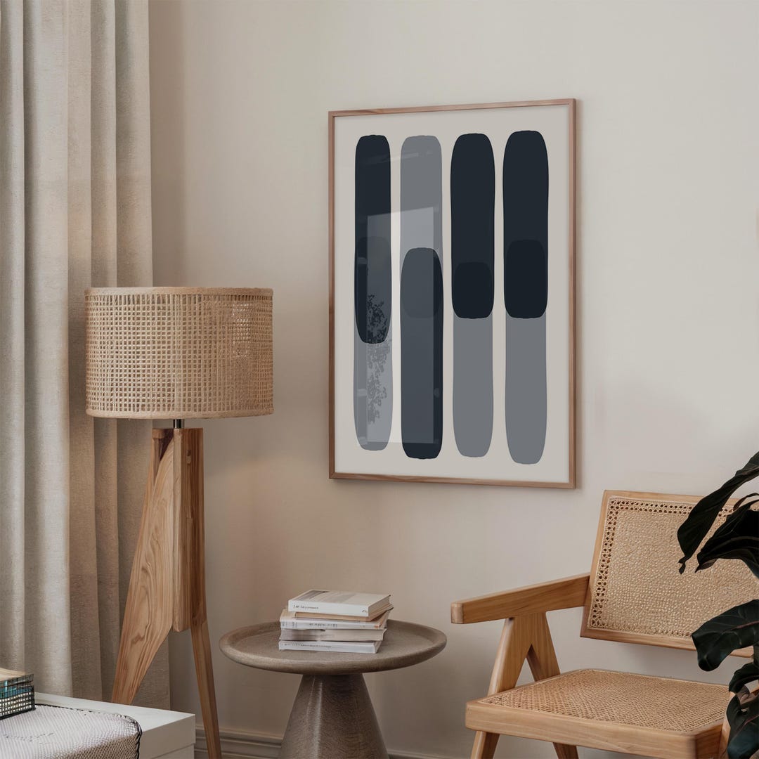 Grey Blue Poster – Dark Blue and Grey Wall Art – simple Navy Abstract ...