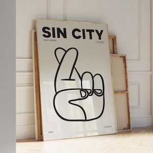Sin City Vegas Print – Lo que sucede en Las Vegas se queda en Las Vegas – Boceto dibujado a mano – Arte mural estético – Arte moderno en blanco y negro – Digital